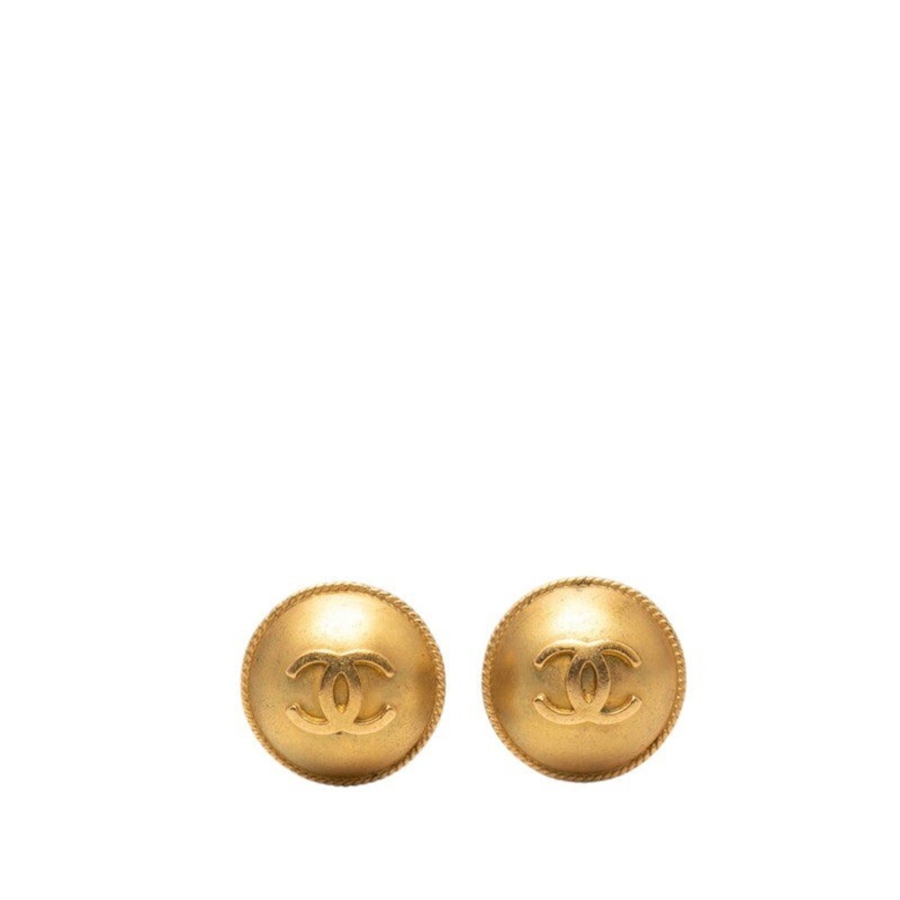 Chanel CC Logo Vintage Earrings Gold Plated